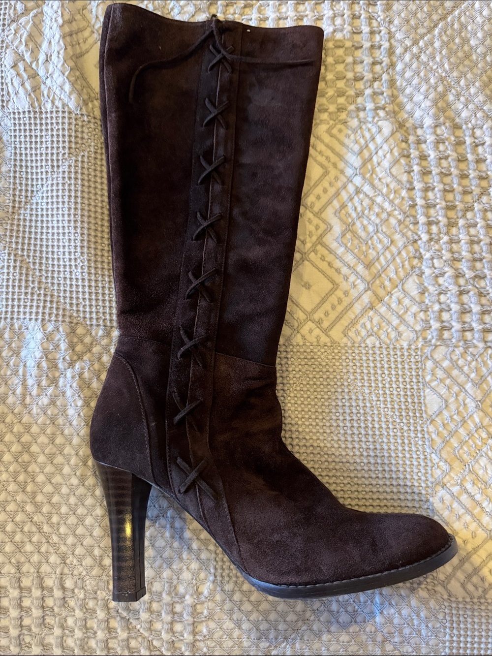 Chinese Laundry Dark Brown Suede Knee-High Heeled Boots